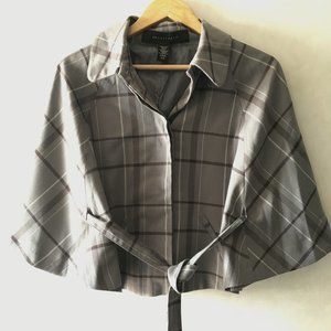 Apostrophe Plaid Cape Coat